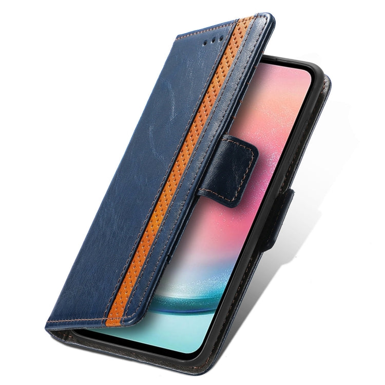 For Samsung Galaxy S25+ 5G CaseNeo Splicing Dual Magnetic Buckle Leather Phone Case(Blue)