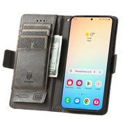 For Samsung Galaxy S25+ 5G CaseNeo Splicing Dual Magnetic Buckle Leather Phone Case(Gray)
