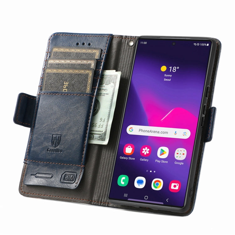 For Samsung Galaxy S25 Ultra 5G CaseNeo Splicing Dual Magnetic Buckle Leather Phone Case(Blue)