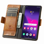 For Samsung Galaxy S25 Ultra 5G CaseNeo Splicing Dual Magnetic Buckle Leather Phone Case(Khaki)