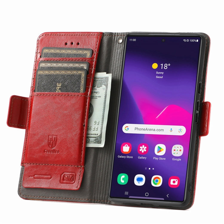 For Samsung Galaxy S25 Ultra 5G CaseNeo Splicing Dual Magnetic Buckle Leather Phone Case(Red)