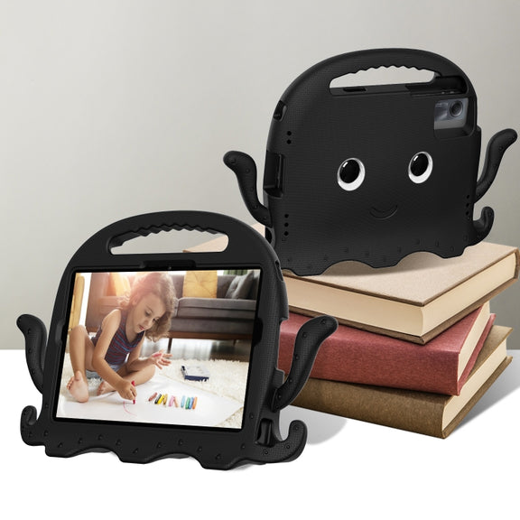 For Samsung Galaxy Tab S9 / S9 FE / S7 / S8 Octopus Style EVA Hybrid PC Shockproof Tablet Case with Strap(Black)