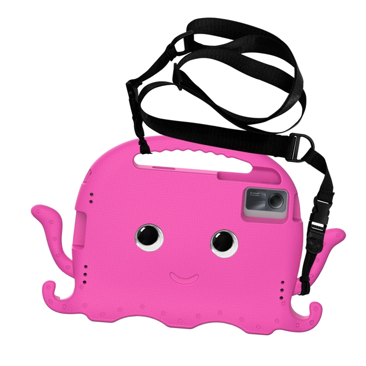 For Samsung Galaxy Tab S9 / S9 FE / S7 / S8 Octopus Style EVA Hybrid PC Shockproof Tablet Case with Strap(RoseRed)