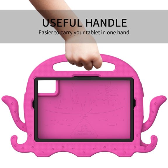 For Samsung Galaxy Tab S9 / S9 FE / S7 / S8 Octopus Style EVA Hybrid PC Shockproof Tablet Case with Strap(RoseRed)