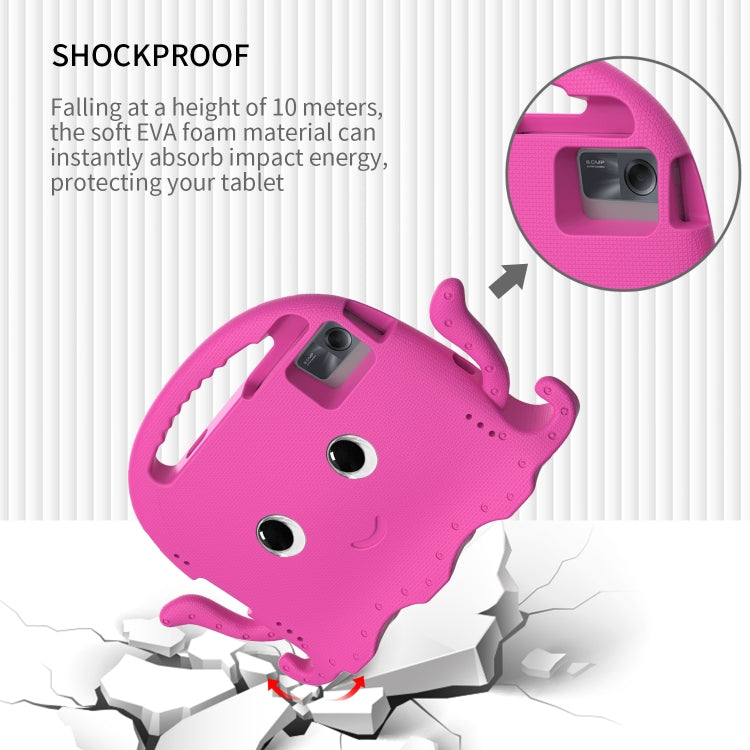 For Samsung Galaxy Tab S9 / S9 FE / S7 / S8 Octopus Style EVA Hybrid PC Shockproof Tablet Case with Strap(RoseRed)
