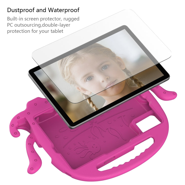 For Samsung Galaxy Tab S9 / S9 FE / S7 / S8 Octopus Style EVA Hybrid PC Shockproof Tablet Case with Strap(RoseRed)
