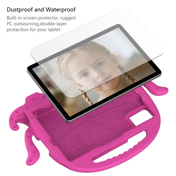 For Samsung Galaxy Tab S9 / S9 FE / S7 / S8 Octopus Style EVA Hybrid PC Shockproof Tablet Case with Strap(RoseRed)