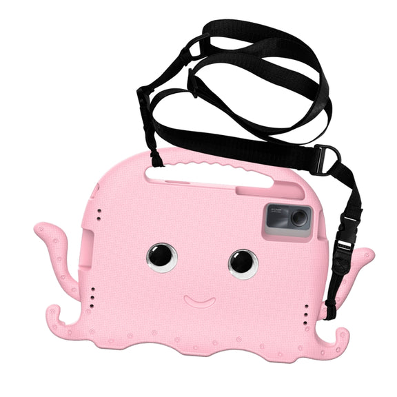 For Samsung Galaxy Tab S9 / S9 FE / S7 / S8 Octopus Style EVA Hybrid PC Shockproof Tablet Case with Strap(Pink)