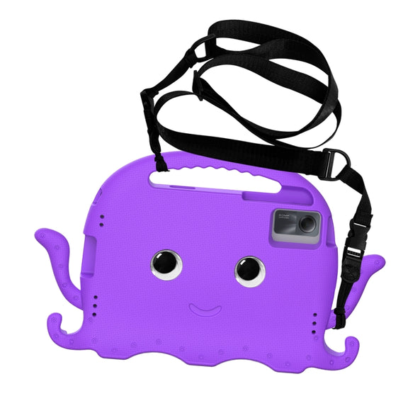 For Samsung Galaxy Tab S9 / S9 FE / S7 / S8 Octopus Style EVA Hybrid PC Shockproof Tablet Case with Strap(Purple)