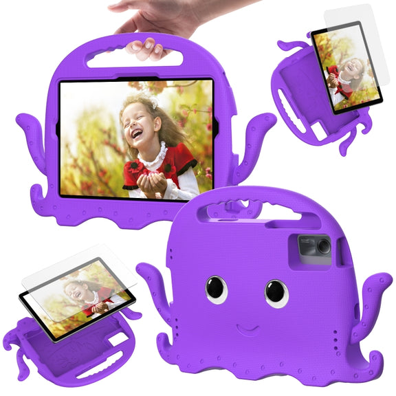 For Samsung Galaxy Tab S9 / S9 FE / S7 / S8 Octopus Style EVA Hybrid PC Shockproof Tablet Case with Strap(Purple)