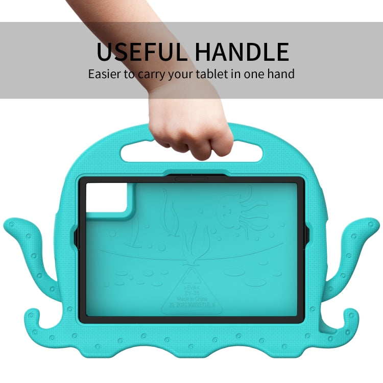 For Samsung Galaxy Tab S9 / S9 FE / S7 / S8 Octopus Style EVA Hybrid PC Shockproof Tablet Case with Strap(Glacial Green)