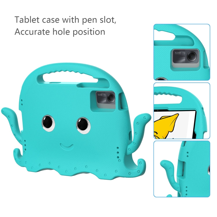 For Samsung Galaxy Tab S9 / S9 FE / S7 / S8 Octopus Style EVA Hybrid PC Shockproof Tablet Case with Strap(Glacial Green)