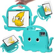 For Samsung Galaxy Tab S9 / S9 FE / S7 / S8 Octopus Style EVA Hybrid PC Shockproof Tablet Case with Strap(Glacial Green)