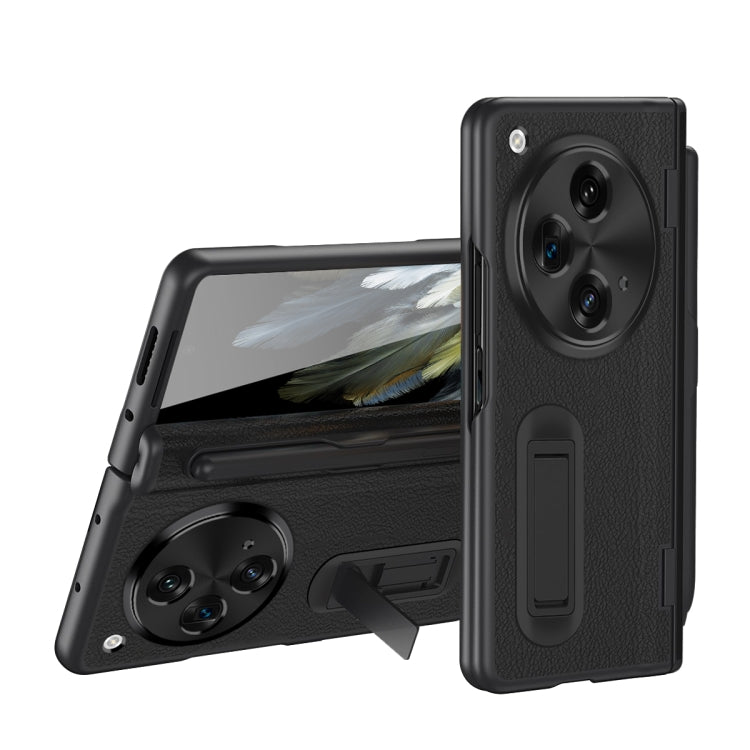 For OPPO Find N3 Integrated Film Plain Leather Phone Case with Pen(Black)
