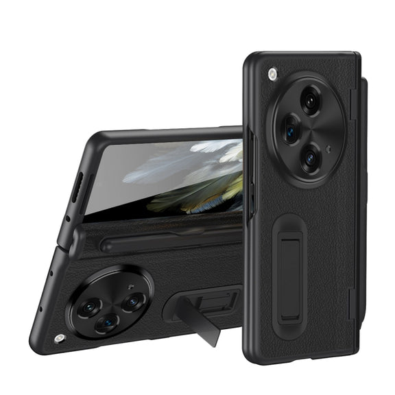 For OPPO Find N3 Integrated Film Plain Leather Phone Case with Pen(Black)