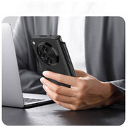 For OPPO Find N3 Integrated Film Plain Leather Phone Case with Pen(Black)