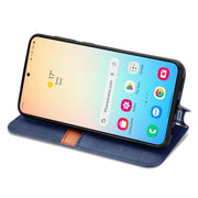 For Samsung Galaxy S25 5G Cubic Grid Pressed Magnetic Leather Phone Case(Blue)