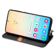 For Samsung Galaxy S25 5G Cubic Grid Pressed Magnetic Leather Phone Case(Black)