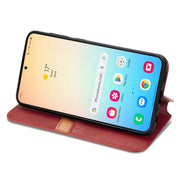 For Samsung Galaxy S25 5G Cubic Grid Pressed Magnetic Leather Phone Case(Red)