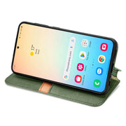 For Samsung Galaxy S25+ 5G Cubic Grid Pressed Magnetic Leather Phone Case(Green)
