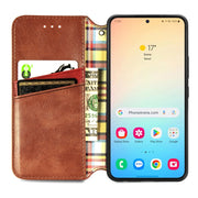 For Samsung Galaxy S25+ 5G Cubic Grid Pressed Magnetic Leather Phone Case(Brown)