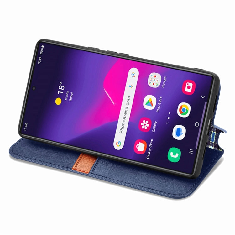 For Samsung Galaxy S25 Ultra 5G Cubic Grid Pressed Magnetic Leather Phone Case(Blue)
