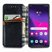 For Samsung Galaxy S25 Ultra 5G Cubic Grid Pressed Magnetic Leather Phone Case(Black)