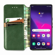 For Samsung Galaxy S25 Ultra 5G Cubic Grid Pressed Magnetic Leather Phone Case(Green)