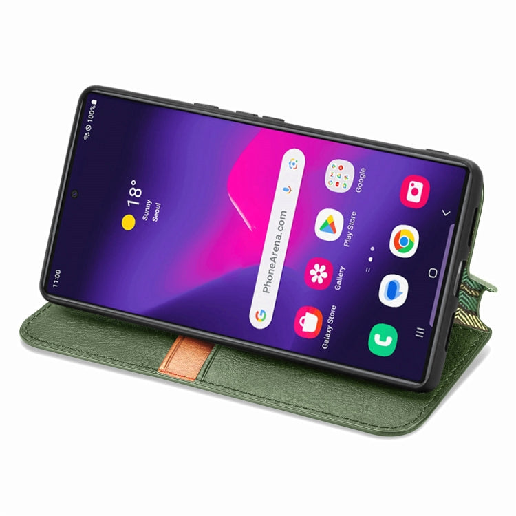 For Samsung Galaxy S25 Ultra 5G Cubic Grid Pressed Magnetic Leather Phone Case(Green)