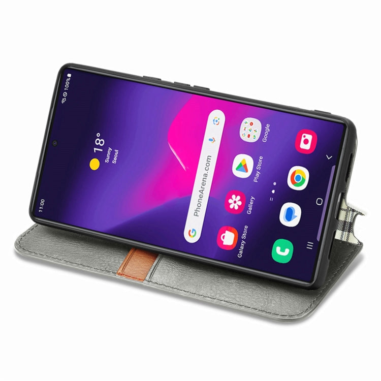 For Samsung Galaxy S25 Ultra 5G Cubic Grid Pressed Magnetic Leather Phone Case(Gray)