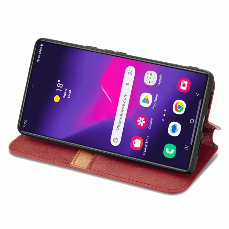 For Samsung Galaxy S25 Ultra 5G Cubic Grid Pressed Magnetic Leather Phone Case(Red)