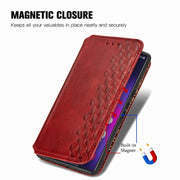 For Samsung Galaxy S25 Ultra 5G Cubic Grid Pressed Magnetic Leather Phone Case(Red)