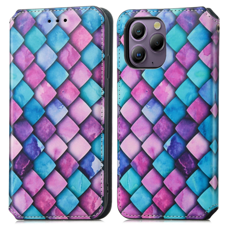 For Blackview  A96 CaseNeo Colorful Magnetic Leather Phone Case(Purple Scales)