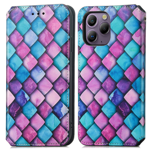For Blackview  A96 CaseNeo Colorful Magnetic Leather Phone Case(Purple Scales)