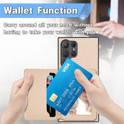 For Samsung Galaxy S25 Ultra 5G Carbon Fiber Magnetic Card Wallet RFID Blocking Phone Case(Blue)