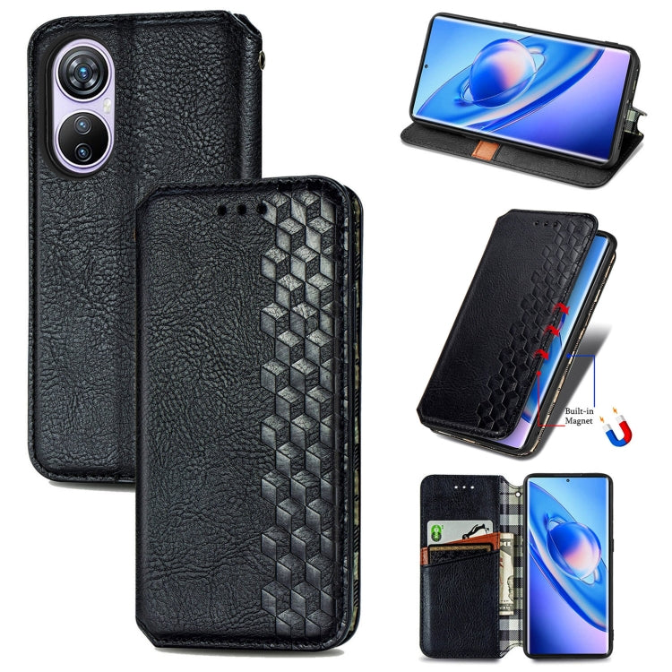 For Blackview A200 Pro Cubic Grid Pressed Magnetic Leather Phone Case(Black)