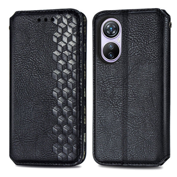 For Blackview A200 Pro Cubic Grid Pressed Magnetic Leather Phone Case(Black)