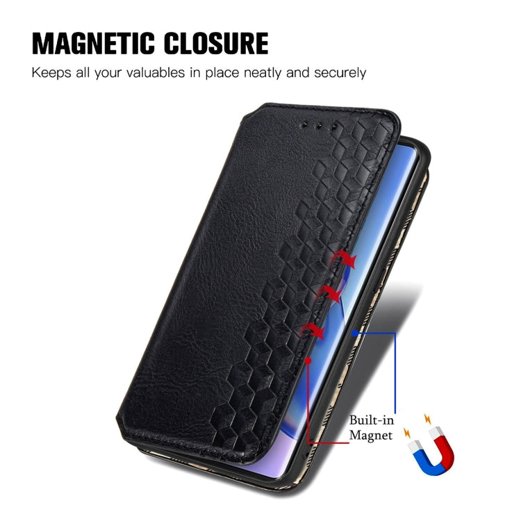 For Blackview A200 Pro Cubic Grid Pressed Magnetic Leather Phone Case(Black)