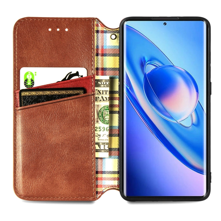 For Blackview A200 Pro Cubic Grid Pressed Magnetic Leather Phone Case(Brown)