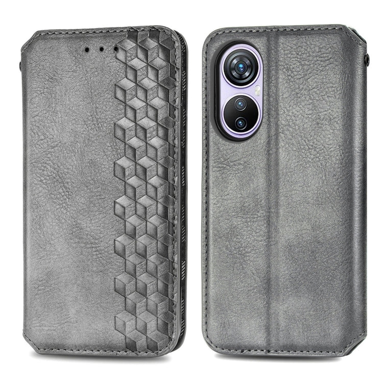 For Blackview A200 Pro Cubic Grid Pressed Magnetic Leather Phone Case(Grey)