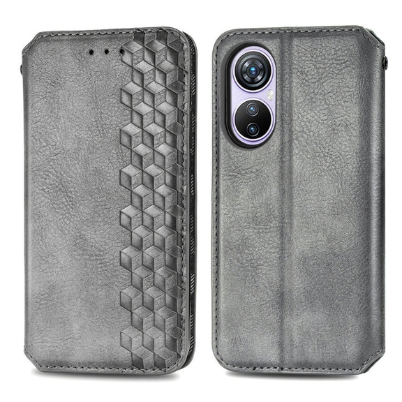 For Blackview A200 Pro Cubic Grid Pressed Magnetic Leather Phone Case(Grey)