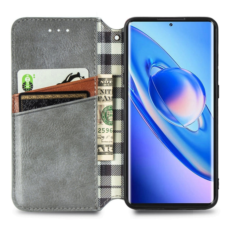 For Blackview A200 Pro Cubic Grid Pressed Magnetic Leather Phone Case(Grey)