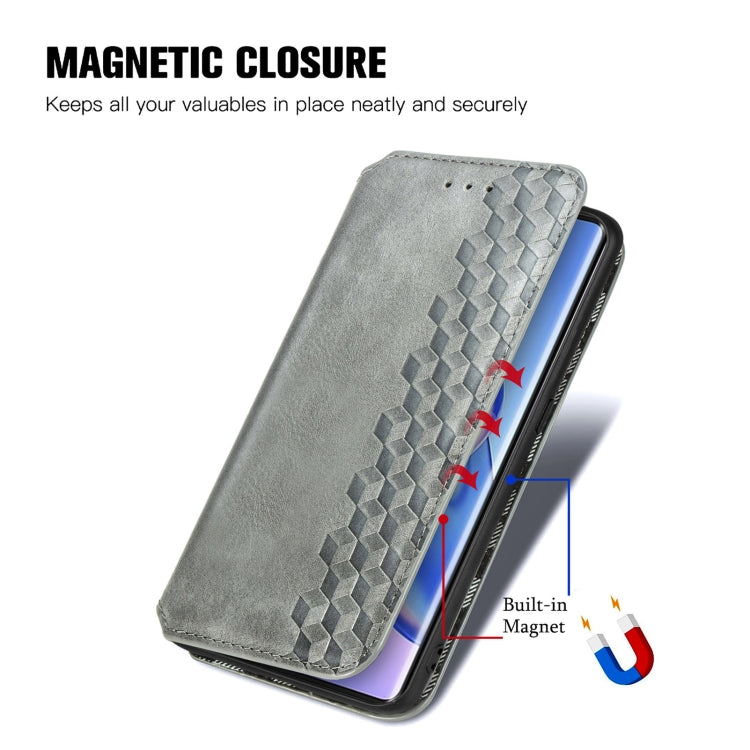 For Blackview A200 Pro Cubic Grid Pressed Magnetic Leather Phone Case(Grey)