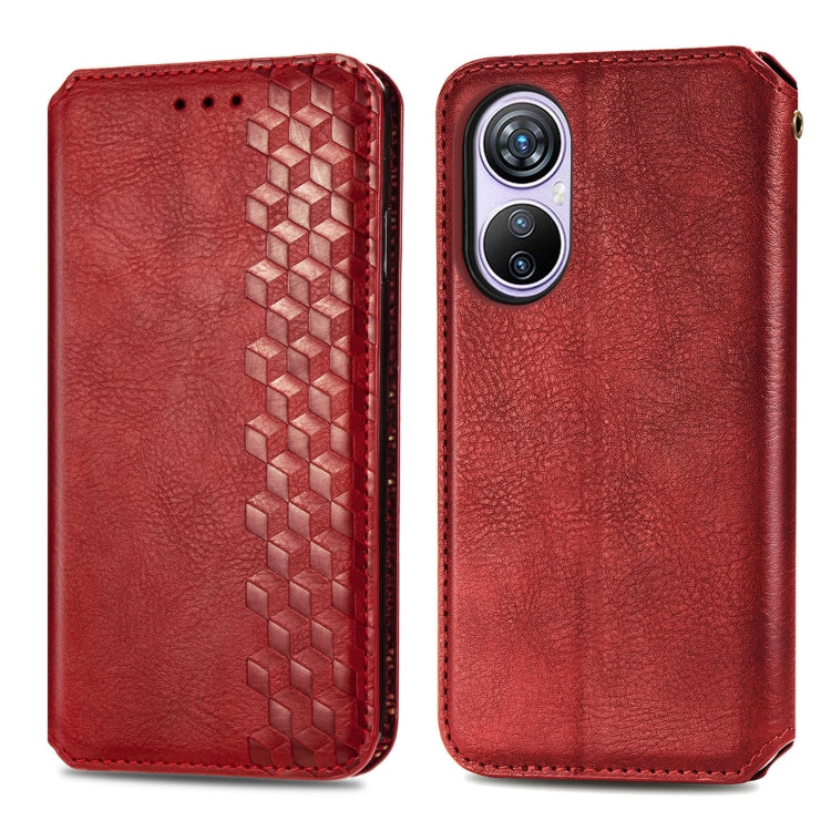 For Blackview A200 Pro Cubic Grid Pressed Magnetic Leather Phone Case(Red)