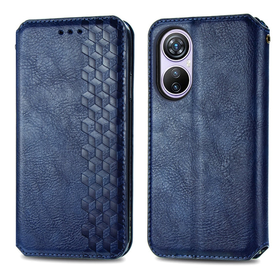 For Blackview A200 Pro Cubic Grid Pressed Magnetic Leather Phone Case(Blue)