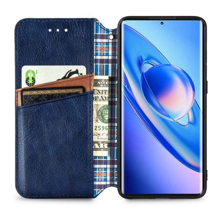 For Blackview A200 Pro Cubic Grid Pressed Magnetic Leather Phone Case(Blue)