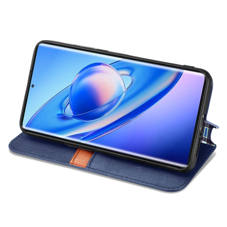 For Blackview A200 Pro Cubic Grid Pressed Magnetic Leather Phone Case(Blue)