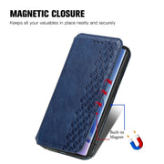 For Blackview A200 Pro Cubic Grid Pressed Magnetic Leather Phone Case(Blue)