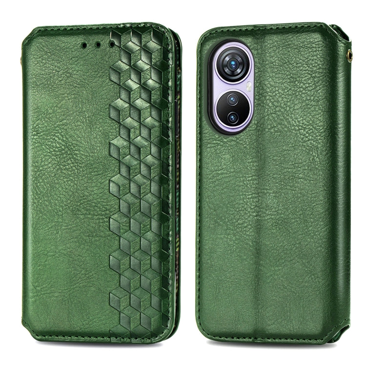 For Blackview A200 Pro Cubic Grid Pressed Magnetic Leather Phone Case(Green)