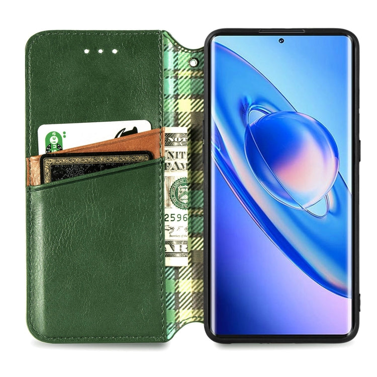 For Blackview A200 Pro Cubic Grid Pressed Magnetic Leather Phone Case(Green)